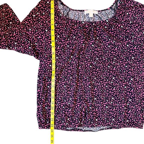 Michael Kors Boat Neck Heart Print Blouse Valentine Cottagecore Size Large - Picture 6 of 8